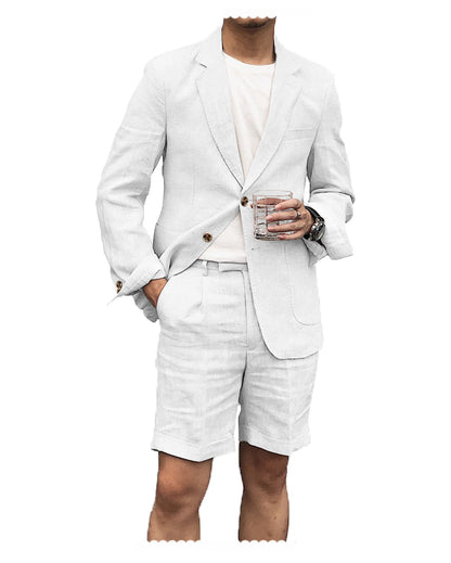 Men's Summer Double Buttons Short Suit 2 Piece