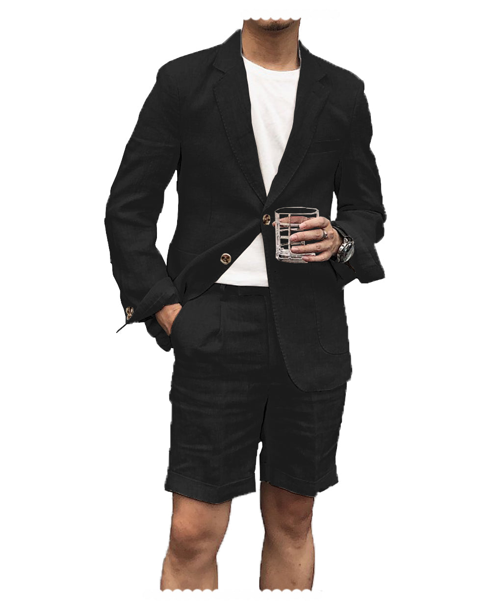 Men's Summer Double Buttons Short Suit 2 Piece