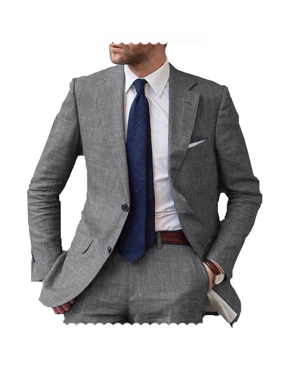 2 Pieces Casual Regular Fit Linen Suit