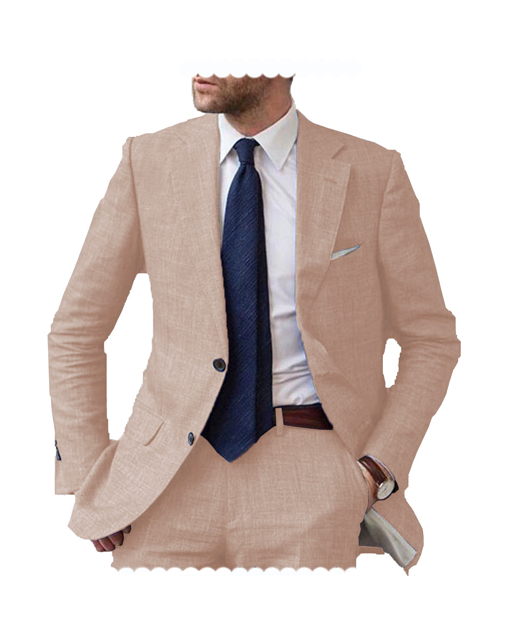 2 Pieces Casual Regular Fit Linen Suit