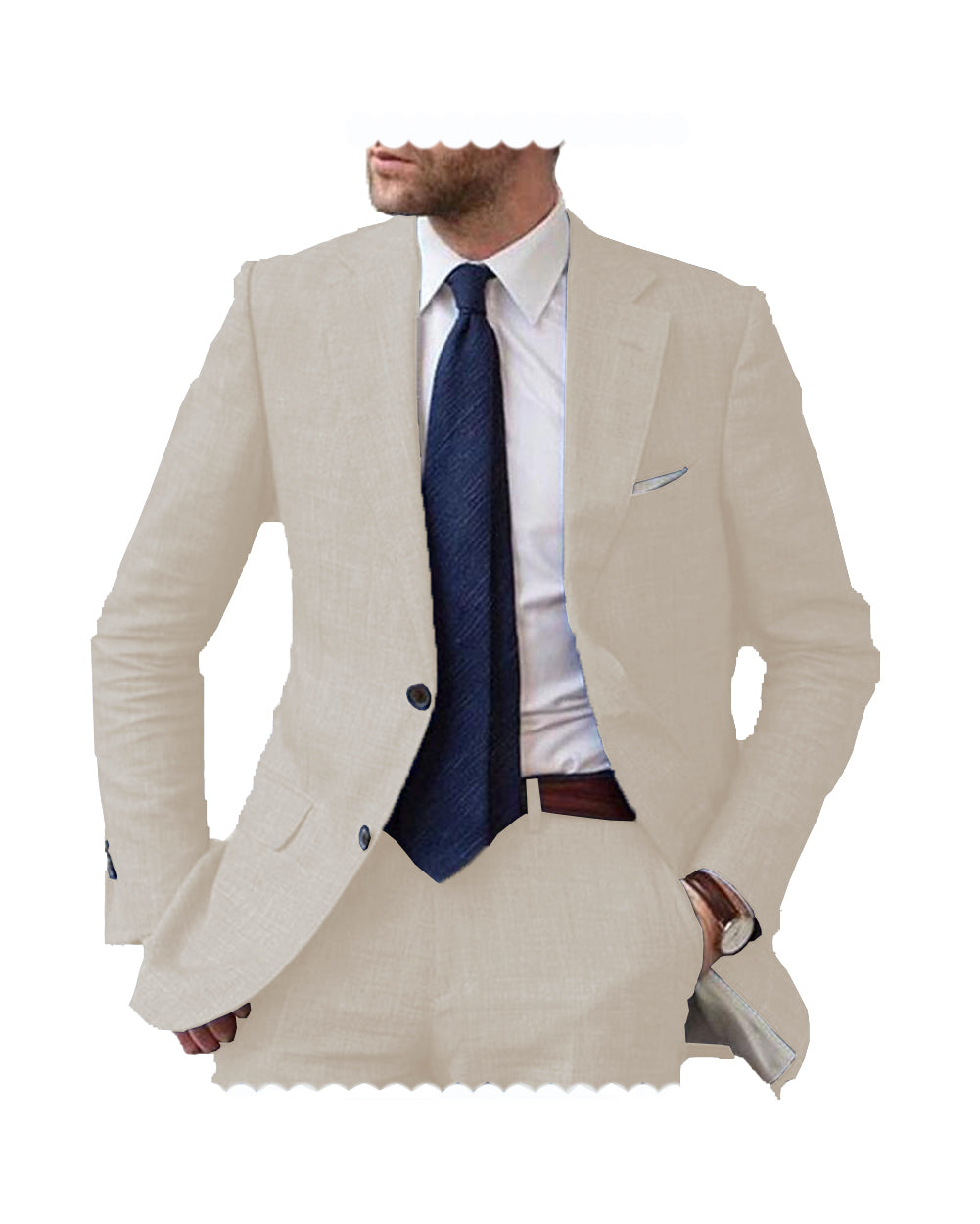 2 Pieces Casual Regular Fit Linen Suit