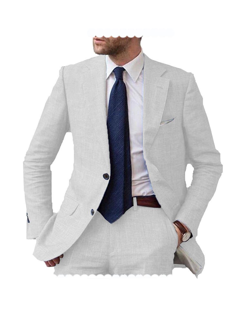 2 Pieces Casual Regular Fit Linen Suit