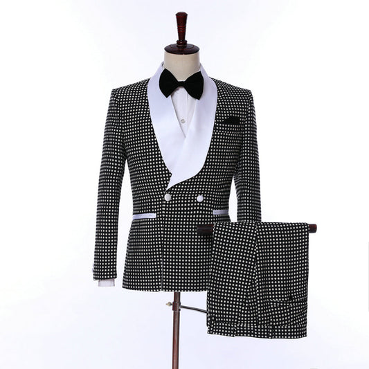 Formal Houndstooth Shawl Lapel 2 Pieces Suit