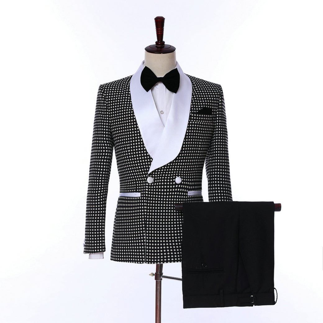 Formal Houndstooth Shawl Lapel 2 Pieces Suit