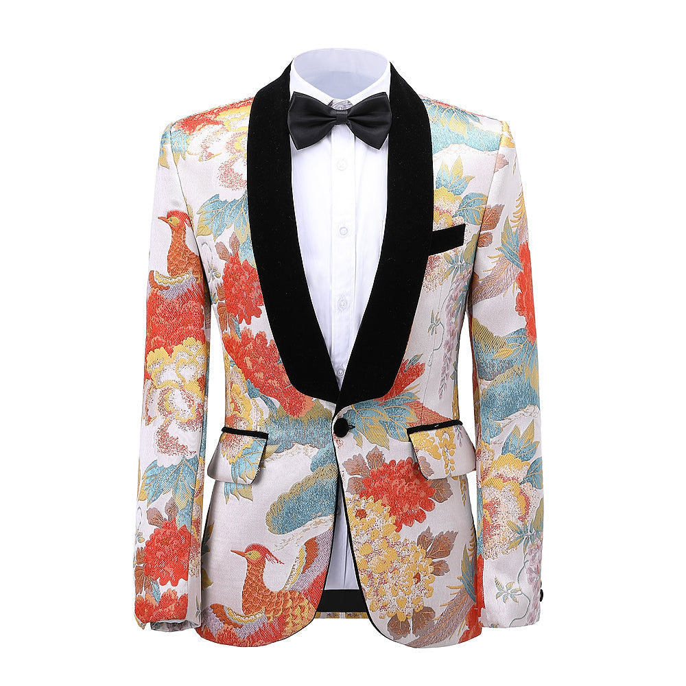 2 Pieces Men's Patterned Shawl Lapel Suit