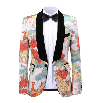 2 Pieces Men's Patterned Shawl Lapel Suit