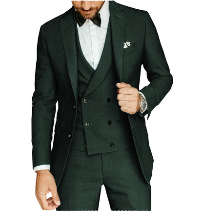 3 Pieces Men's Flat Notch Lapel Suit