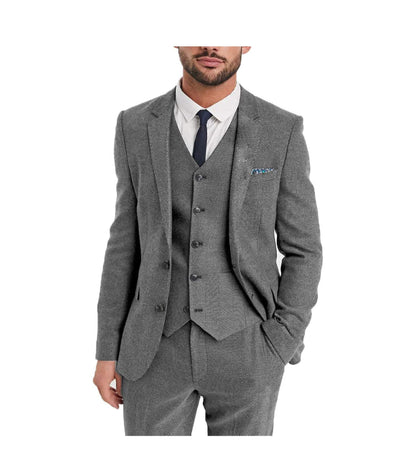 3 Pieces Men's Herringbone Notch Lapel Suit