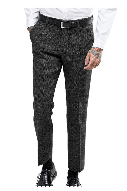 3 Pieces Men's Herringbone Notch Lapel Suit