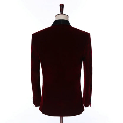 Burgundy Formal Velveteen 2 Pieces Suit