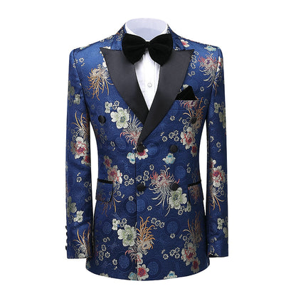 2 Pieces Men's Double Breasted Patterned Suit