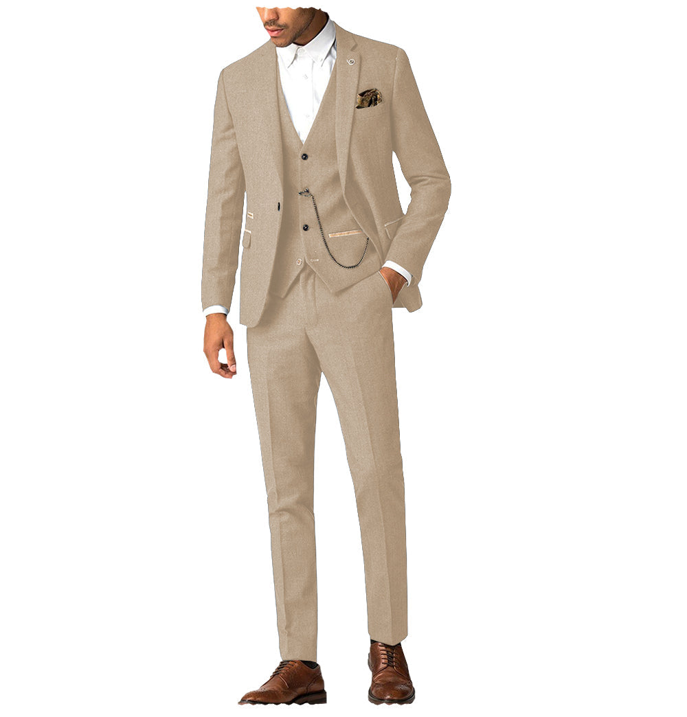 Flat 3 Piece Men's Suit For Wedding