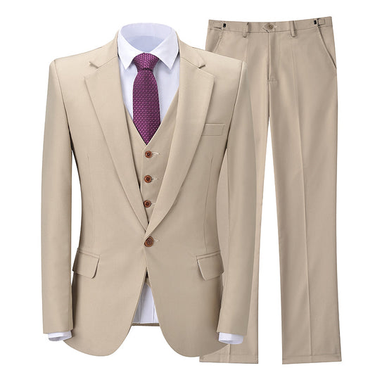 Flat Notch Lapel 3 Pieces Men's Suit