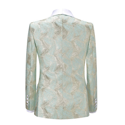 2 Pieces Men's Formal Light Green Patterned Suit