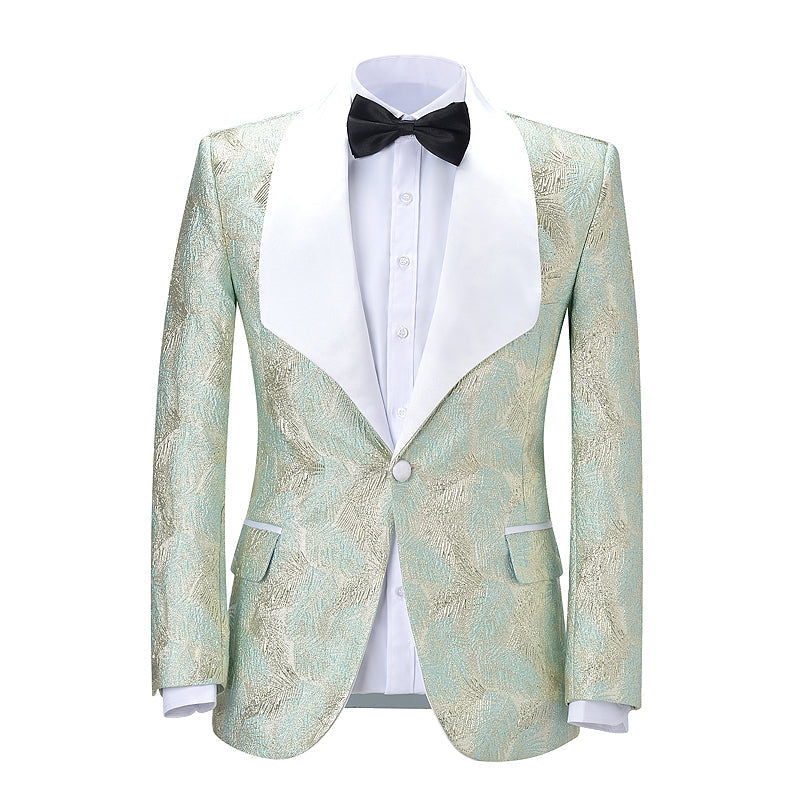 2 Pieces Men's Formal Light Green Patterned Suit