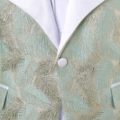 2 Pieces Men's Formal Light Green Patterned Suit