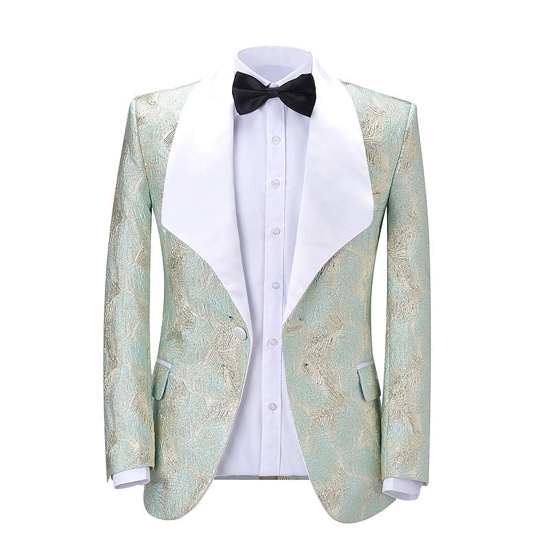 2 Pieces Men's Formal Light Green Patterned Suit