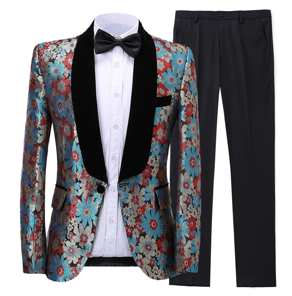 2 Pieces Men's Patterned Shawl Lapel Tuxedos