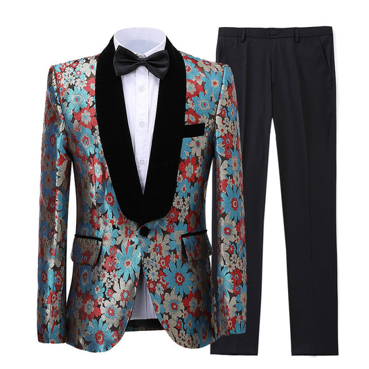 2 Pieces Men's Patterned Shawl Lapel Tuxedos