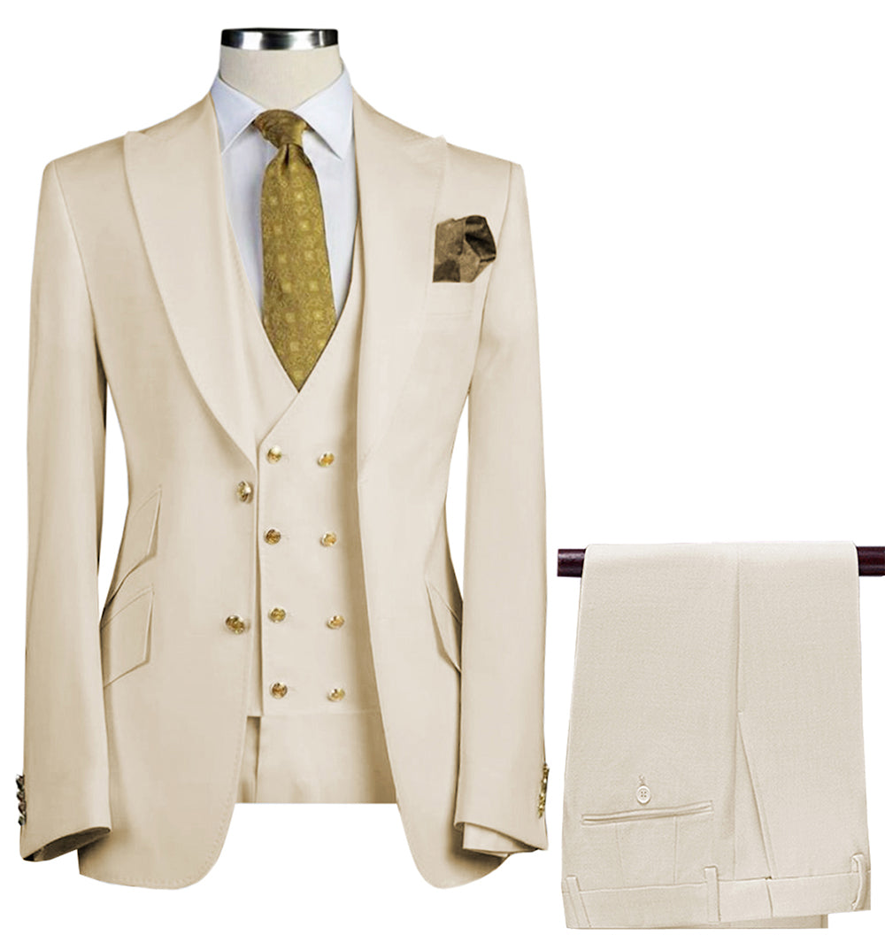 Formal Peak Lapel 3 Pieces Men's Suit