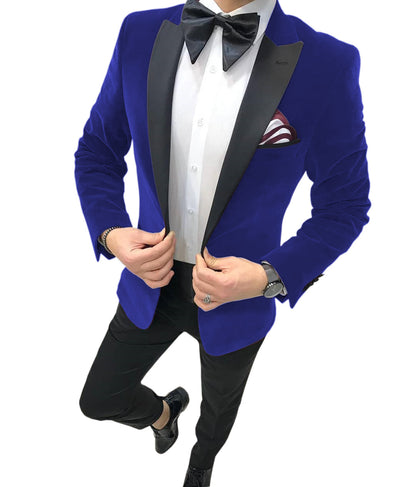 2 Pieces Formal Satin Fleece Blazer Suit