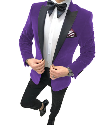 2 Pieces Formal Satin Fleece Blazer Suit