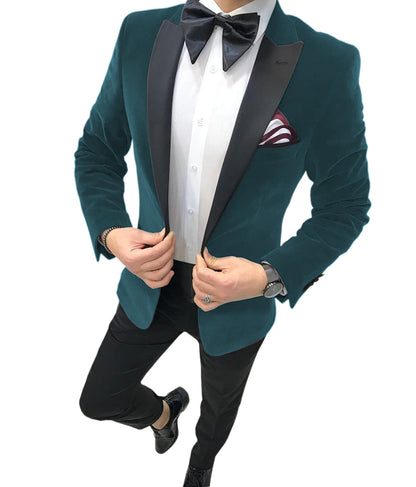 2 Pieces Formal Satin Fleece Blazer Suit