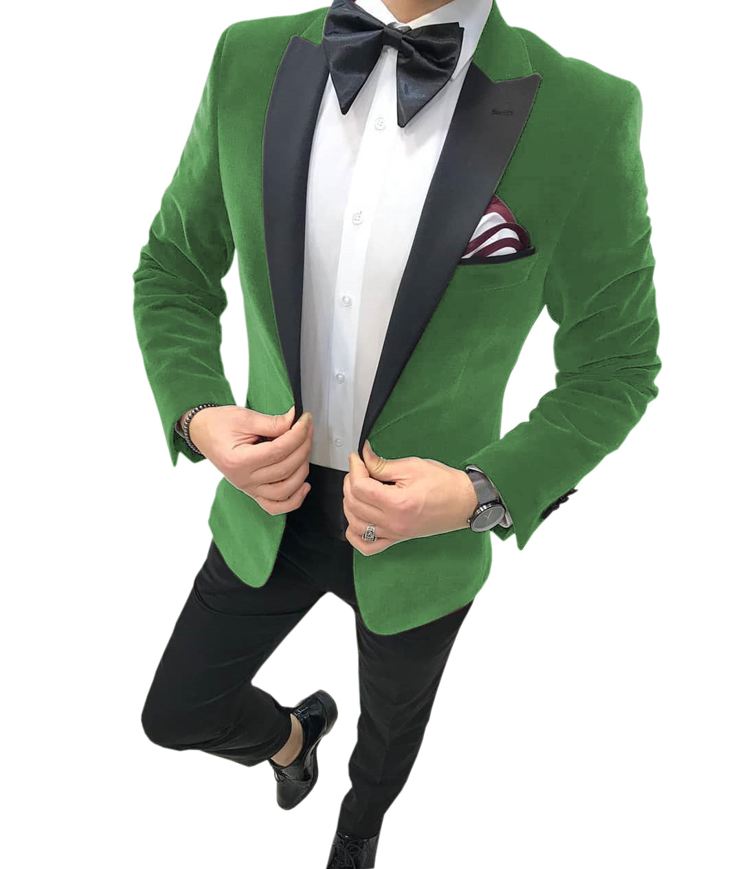 2 Pieces Formal Satin Fleece Blazer Suit