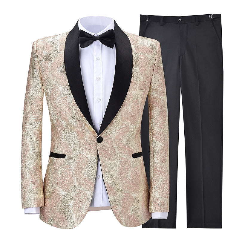 2 Pieces Men's Formal Shawl Lapel Patterned Suit