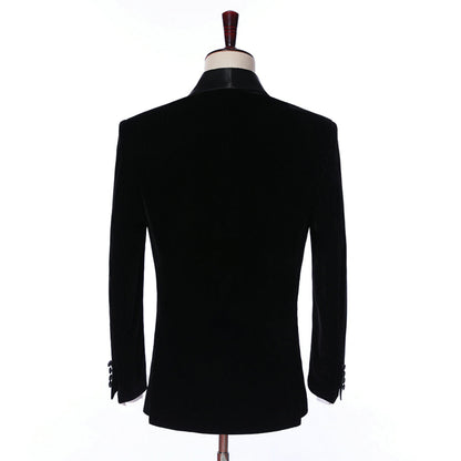 2 Pieces Men's Formal Shawl Lapel Velveteen Suit