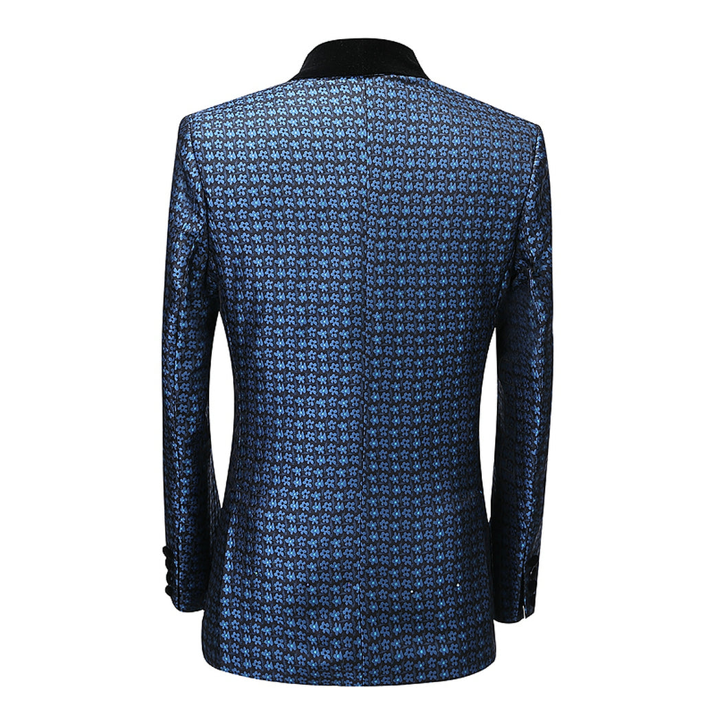 Houndstooth 2 Pieces Men's Shawl Lapel Suit