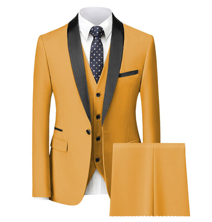 Leisure Single Button Closure Shawl Lapel Suit