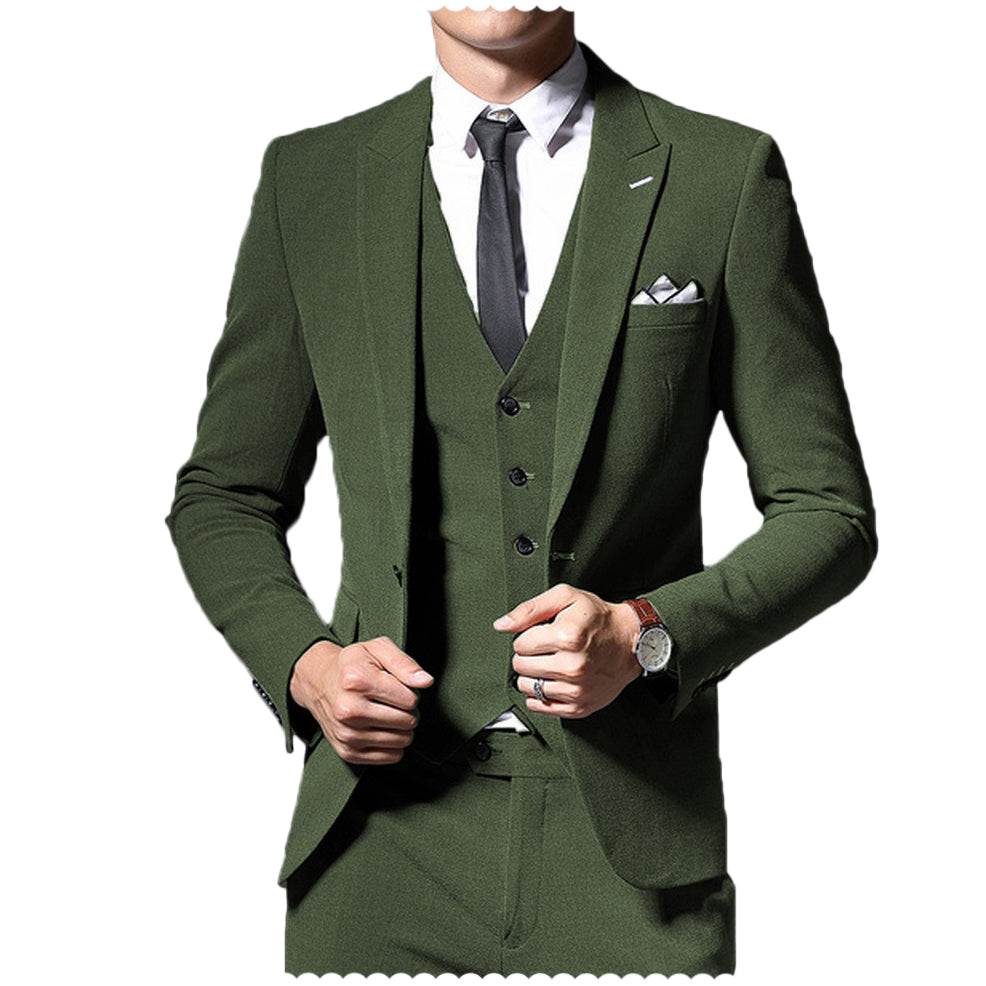 Men's 3 Pieces Peak Lapel Single Breast Suit