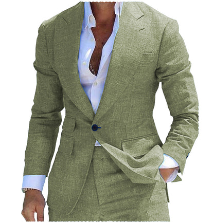 Men's 2 Pieces Single Buttons Peak Lapel Suit