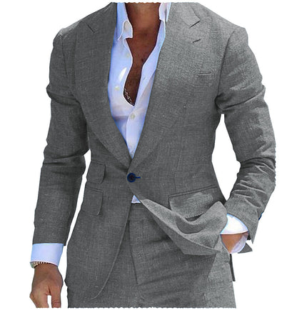 Men's 2 Pieces Single Buttons Peak Lapel Suit