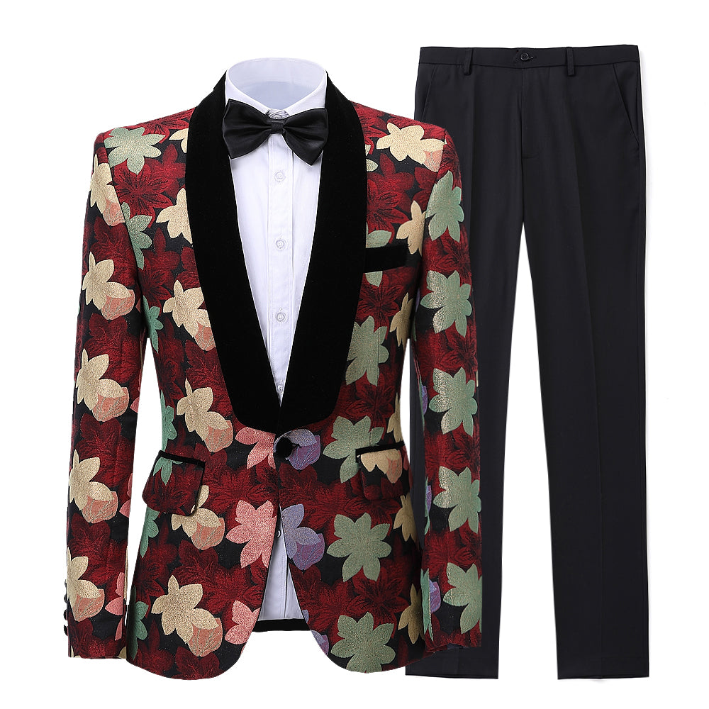 2 Pieces Men's Patterned Formal Shawl Lapel Suit