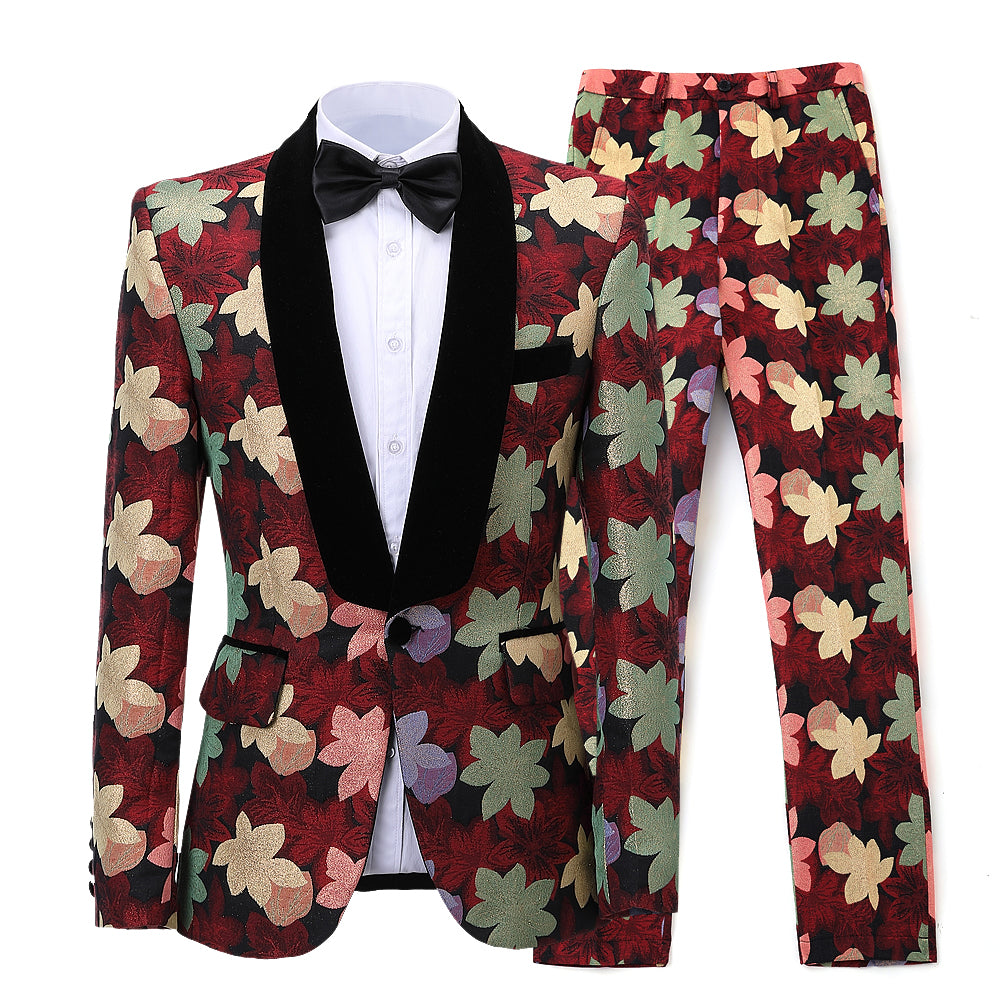 2 Pieces Men's Patterned Formal Shawl Lapel Suit