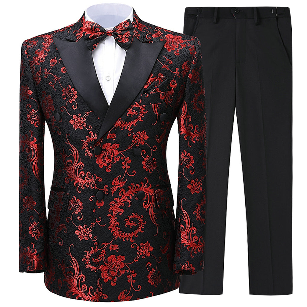 2 Pieces Men's Patterned Prom Suit