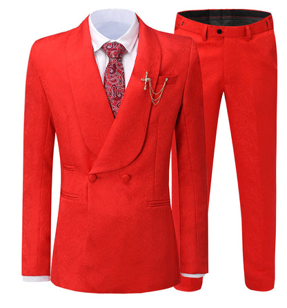 Patterned Shawl Lapel 2 Pieces Men's Suit