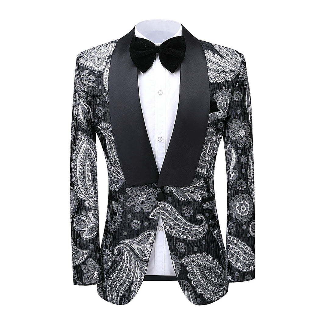 Patterned Shawl Lapel 2 Pieces Suit