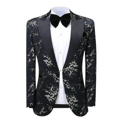 2 Pieces Men's Patterned Formal Peak Lapel Suit