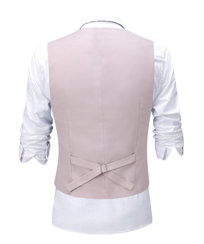 3 Pieces Men's Pink Flat Peak Lapel Suit For Wedding