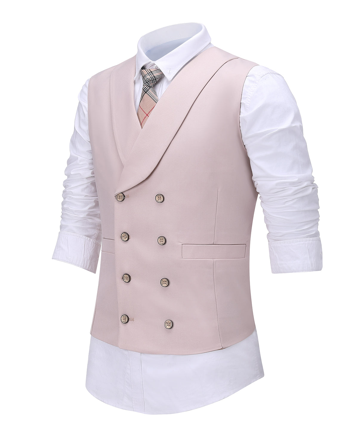 3 Pieces Men's Pink Flat Peak Lapel Suit For Wedding