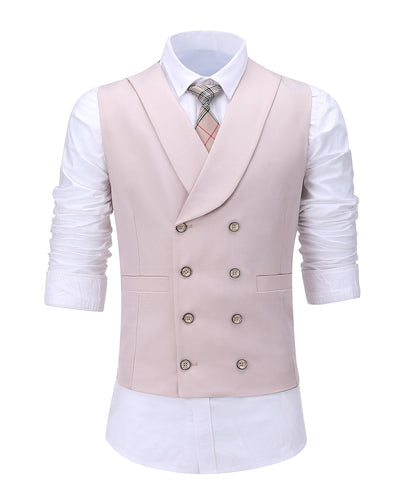 3 Pieces Men's Pink Flat Peak Lapel Suit For Wedding