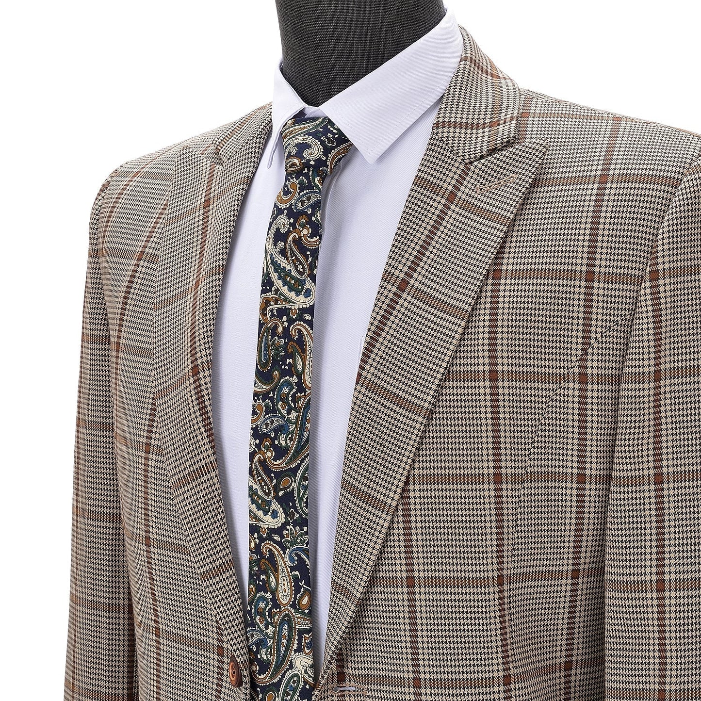 Plaid Peak Lapel 2 Pieces Men's Suit