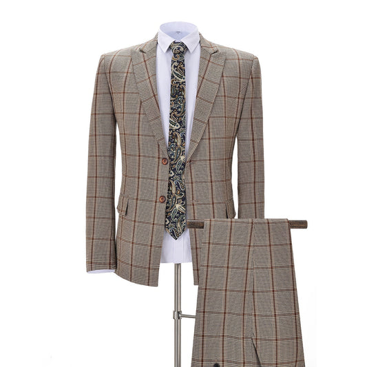 Plaid Peak Lapel 2 Pieces Men's Suit