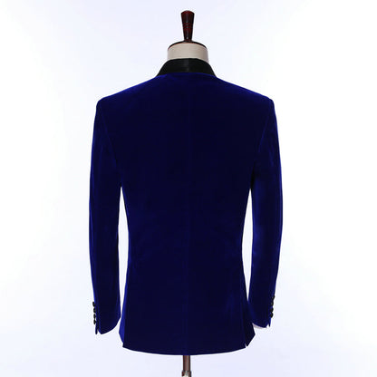 Royal Blue Formal Velveteen 2 Pieces Suit