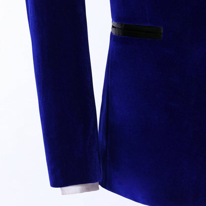 Royal Blue Formal Velveteen 2 Pieces Suit