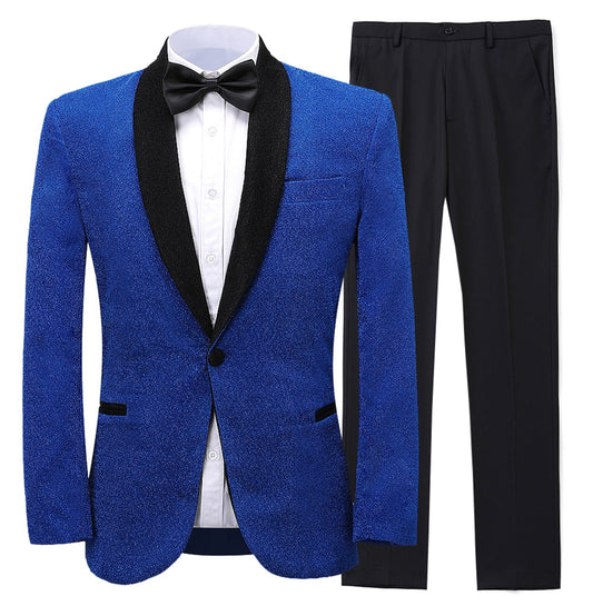 2 Pieces Men's Tweed Shawl Lapel  Suit