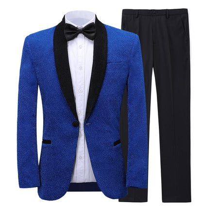 2 Pieces Men's Tweed Shawl Lapel  Suit